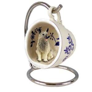    Norwegian Elkhound Blue Tea Cup Dog Ornament