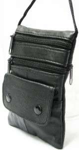 Pouch Small Travel Black Leather Shoulder Cross Body 01  