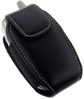   MONACO BLACK LEATHER POUCH CASE WITH CLIP FOR SMALL CELL PHONE  