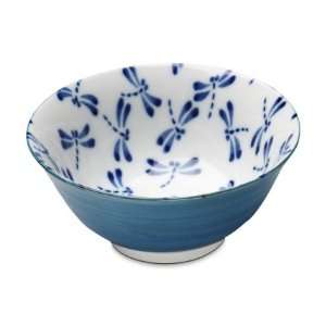    Kotobuki Blue and White Dragonfly Soup Bowl