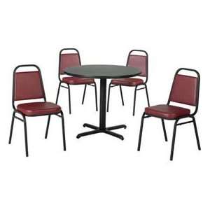   , Graphite Nebula Laminate Table/Burgundy Vinyl Chair
