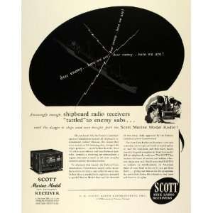  1942 Ad Scott Marine Model Radio Receiver Low Radiation 