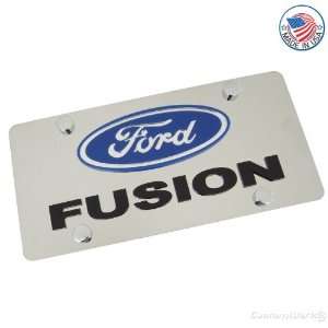  Ford Logo & Fusion Name On Polished License Plate 