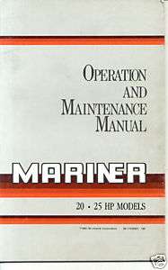 1992 Mercury Mariner 20 25 HP Outboard Operators Manual  