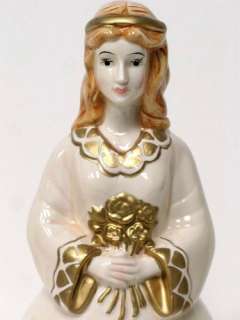 Vintage Ceramic Gold Painted Angel Napkin Holder Holiday Lillian 