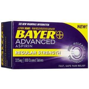 Bayer Advanced Aspirin Regular Strength Tabs 325mg 100 ct (Quantity of 