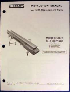   CATALOG OF REPLACEMENT PARTS for HOBART BELT CONVEYOR MODEL BC 1813