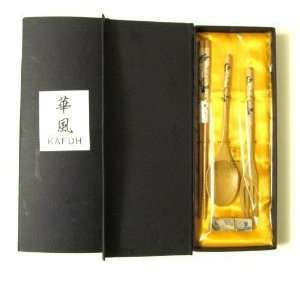  Chopsticks Rosewood and Geisha Design Set Great Gift 