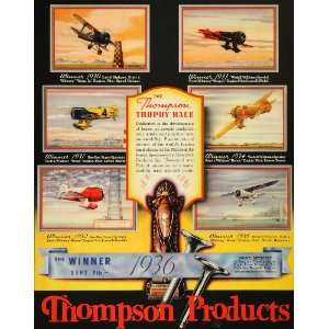  1936 Ad Thompson Trophy Race Wasp Hornet Plane Hubbell 