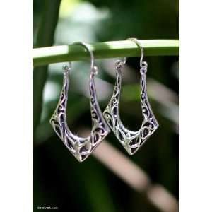   Sterling Silver Unique Hoop Earrings, Horseshoes 1 W 1 L Jewelry