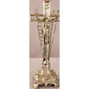  Vintage French Religious Metal Standing Crucifix Swords 