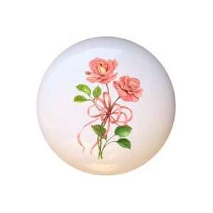  Pink Rose Bouquet Flowers Floral Drawer Pull Knob