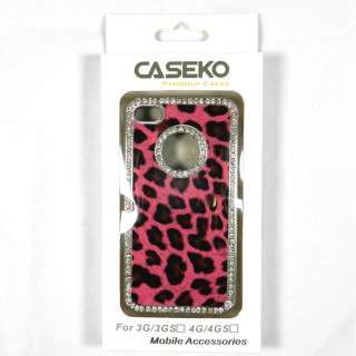 Pink Leopard Premium Diamond Luxury Hard Cover Case For iPhone 4S/4 w 
