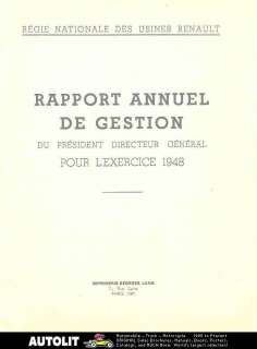 1948 Renault Factory Annual Report  