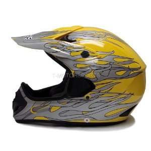  Yellow Flame Dirt Bike ATV Motocross Off road Helmet DOT 
