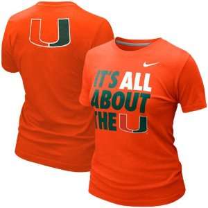 Nike Miami Hurricanes Ladies My School Local T shirt   Orange (Medium)