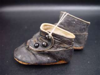 Antique Victorian Era Childrens Button Leather Shoes  