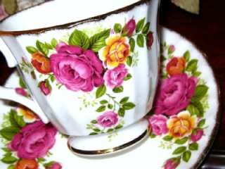 Duchess Bone China England FUCHSIA PINK YELLOW ROSES Tea Cup and 