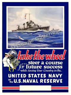 Take The Wheel WWII Navy Recruiting War Poster 24x32  
