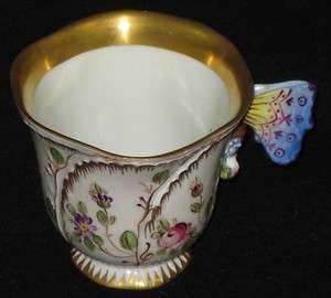Antique Sevres Porcelain Floral & Butterfly Tea Cup ca. 19th Century 