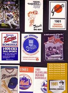 1981 MAJOR LEAGUE BASEBALL SCHEDULE LOT OF 10 DIFFERENT  