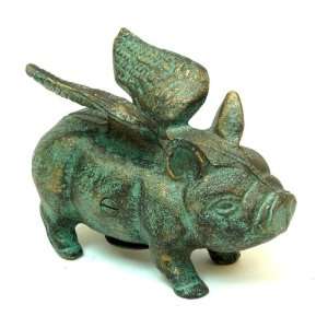  Cast Iron Flying Pig Bank 