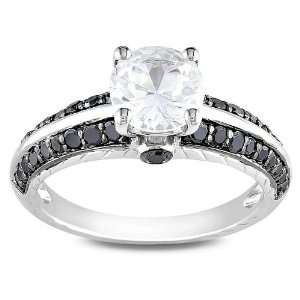  Sterling Silver 1 3/8 CT TGW Created White Sapphire 2/5 CT 