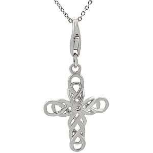  Sterling Silver Cross with Diamond Accent Necklace 