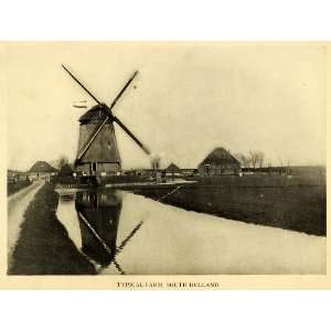  1906 Print Windmill South Holland Farm Farming 