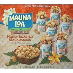 Mauna Loa Macadamia Nuts, Honey Roasted (6 Can GIFT Collection)