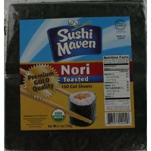Sushi Maven Premium Gold Quality Toasted Sushi Nori , (1 Pack of 100 