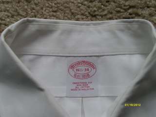   34 BROOKS BROTHERS Non Iron Traditional Fit WHITE Cotton Dress Shirt