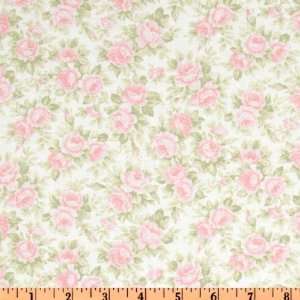   Pristine Small Roses Pink Fabric By The Yard Arts, Crafts & Sewing