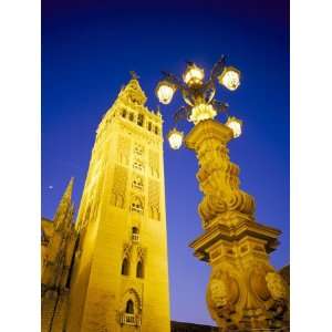  Giralda Tower and Gas Lamp at Dusk, Seville, Andalucia 
