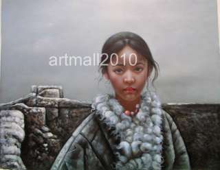 Sale great figure oil painting Chinese Tibetan girl  