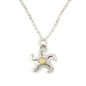  Far Fetched Sterling Silver & Brass Starfish Necklace Far Fetched 