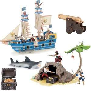   Navy Ship With Papo Pirate Island + Pirate Accessory Set Toys & Games
