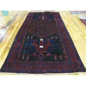  50 x 118 Navy Blue Persian Hand Knotted Wool Sirjan 