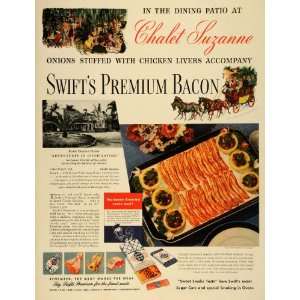  1941 Ad Swift & Co Premium Meat Bacon Stuffed Onions Meal 