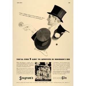  1937 Ad Seagrams King Arthur Gin Appetite Aid Top Hat 