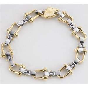   Two Tone 14k Bracelet with Horse Head Clasp Gift Boxed Gold Jewelry