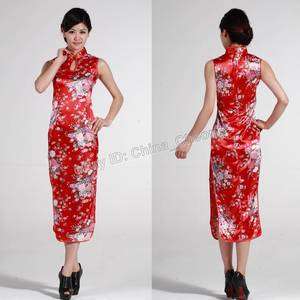 China Womens Long Flower Cheongsam Evening Dress/QiPao  