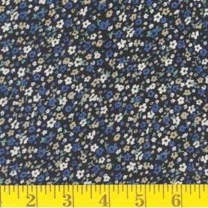  56 Wide Rayon Challis Tiny Floral Blue Fabric By The 