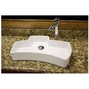  Jigsaw Overmount Porcelain Bathroom Vessel Sink and Chrome 