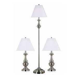    New Hope 3 Pack  1 Floor Lamp, 2 Table Lamps   Brushed Steel Finish