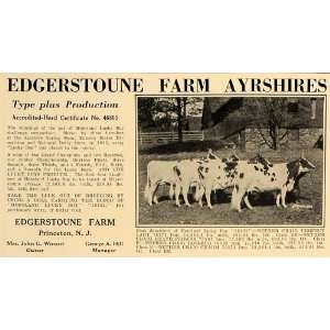  1924 Ad Edgerstoune Farm Ayrshire Cattle Hobsland Lucky 