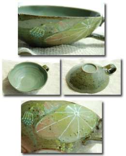 Korean Porcelain Soup Mug Pottery Lotus Hand thrown  