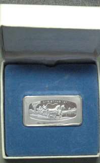   CHRISTMAS 2.08 OUNCES STERLING SILVER BAR FRANKLIN MINT WITH COA X1
