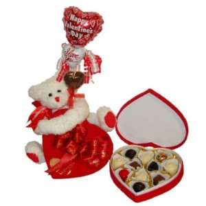 Huggles Bear & 11pc Sugar Free Handmade Belgian Chocolates Heart Box 