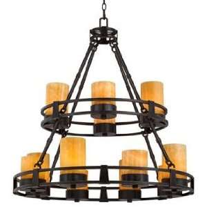  Sunset Onyx Stone 12 Light Faux Candle Chandelier